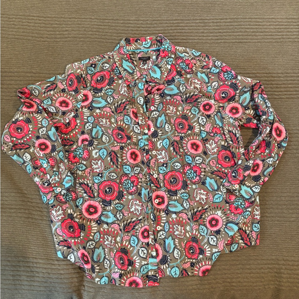 Talbots women's Plus Floral Button-Up Shirt Petite 2X